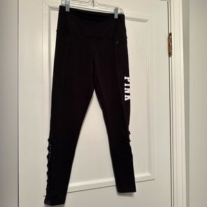 PINK Victoria’s Secret Leggings / Yoga Pants, Black with White Lettering, Size S